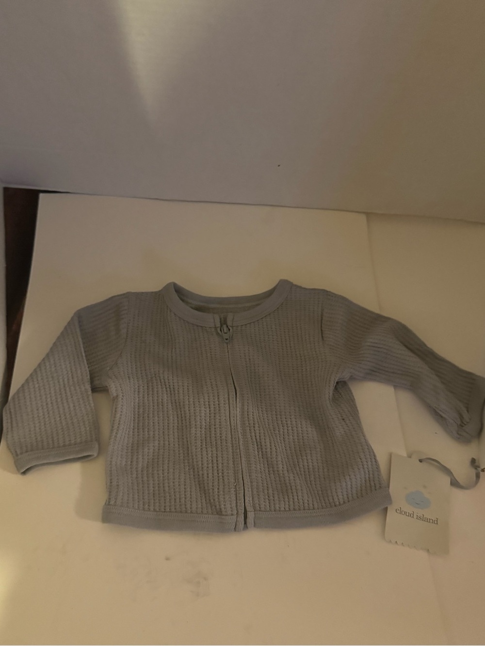 cloud island Gray Newborn Waffle Zip Cardigan